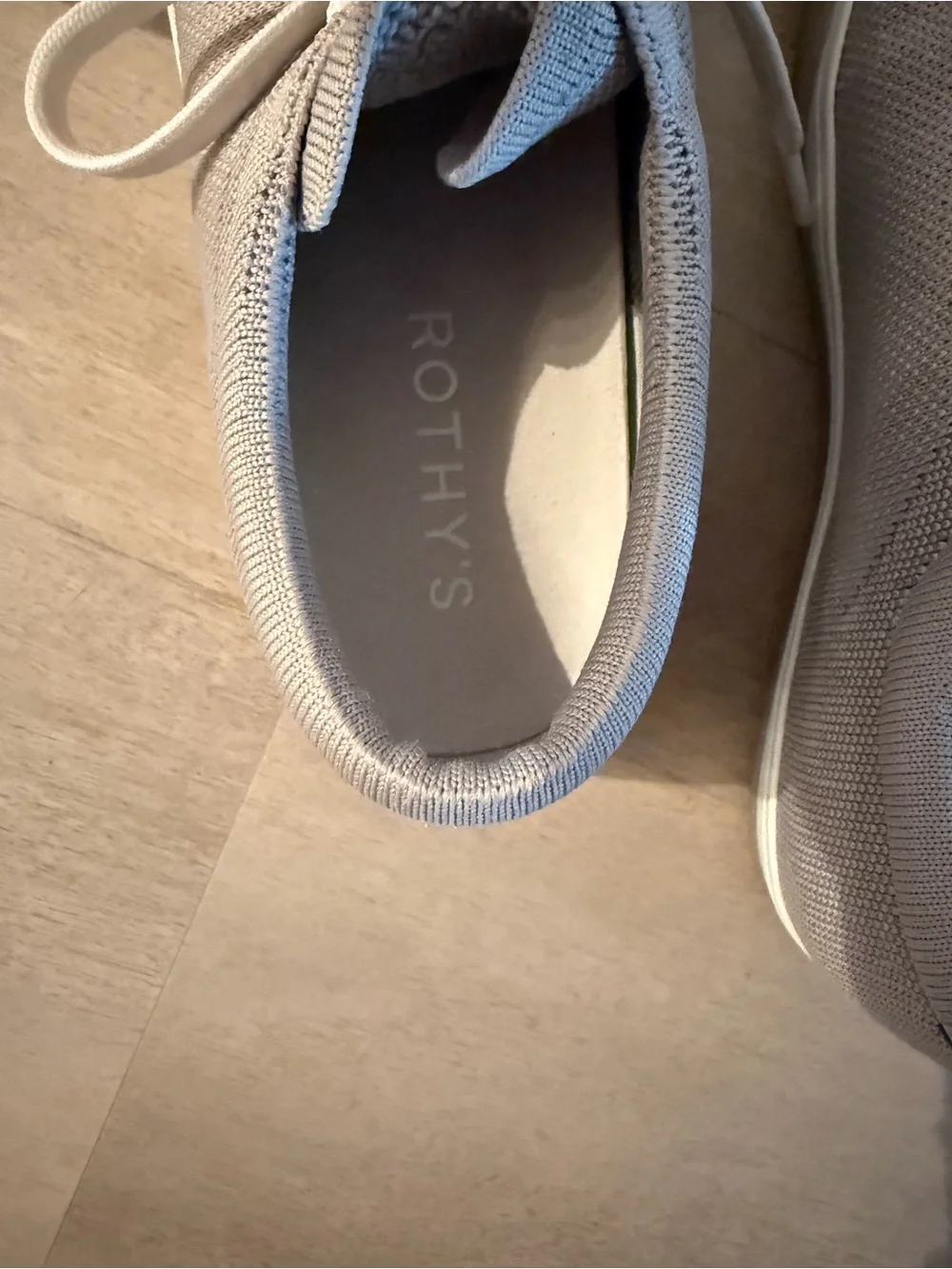 Rothy's Women's Knit Lace-Up Sneaker in Light Gray and White